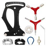 Suwimut 8 Pieces Bicycle Spoke Tension Meter Wrench Repair Tool Set, Adjustment Bike Bicycle Spoke Indicator Tensiometer Wrench, Portable Wheel Repairing Tool for Bike Repair