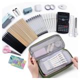 WEMATE Pencil Case, Large Storage Organizer for Stationery, Back - to - School Essential, Teacher Must - have, Big Pencil Pouch, Marker Case School Supplies for College and High School Green