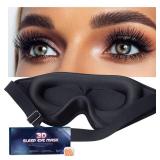 Black Sleep Mask for Men Eyelash Extension, Eye Mask for Lash Extensions No Pressure 3D Sleep Mask, Women Sleep Protector Eye Shade Cover for Travel Yoga Nap
