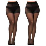 Buauty 2 Pairs Sheer Black Tights for Women -20D High Waist womenfts Pantyhose,Plus Size Nylon Stockings