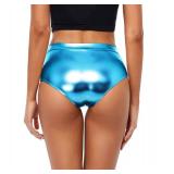 Kepblom Metallic High Waisted Booty Shorts Womenfts Shiny Cheeky Dance Festival Rave Bottoms(Turquoise,M)