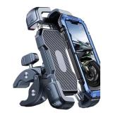 Bovemanx Motorcycle Phone Mount Holder, 150mph Wind Anti-Shake7.2inch Big Phone Friendly Bike Phone Holder, Motorcycle Handlebar Cell Phone Clamp, Compatible with iPhone 16 Pro Max, Black