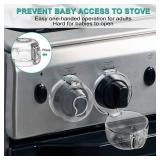 Momfts Choice Gold Awards Winner - Stove Knob Covers for Child Safety (5 + 1 Pack) Double-Key Design and Upgraded Universal Size Gas Knob Covers Clear View Childproof Oven Knob Covers for Kids and Pet