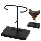 Chunful 1 Pc Megalodon Shark Tooth Display Stand Metal Shark Tooth Holder Display Easel Holder for Slab Slice Fossil Flat Crystals and Minerals, Black, 4 x 4.5 x 2.5ftft