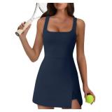 OFEEFAN Womens Athletic Dress Tennis Golf Bodycon Shorts Active Workout Skort Graduation Navy Blue L