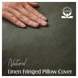 Foindtower Set of 2 Decorative Linen Fringe Throw Pillow Covers Boho Farmhouse Cushion Cover with Tassels Soft Accent Pillowcase for Couch Sofa Bed Living Room Home Decor,26×26 Inch,Dark Olive Green