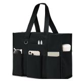 Becokan Large Tote Bag for Women Waterproof with 12 Pockets Top Zipper Closure Utility Teacher Nurse Bags for Work School