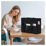 Becokan Large Tote Bag for Women Waterproof with 12 Pockets Top Zipper Closure Utility Teacher Nurse Bags for Work School