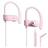 Joysico Wired Over Ear Earbuds with Microphone Volume Control Ear Hook and Case, Sweatproof Sport Earphones for Running Exercise Gym Workout, Wrap Around Headphones for Cellphones, Laptop, Tablet Pink