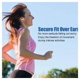 Joysico Wired Over Ear Earbuds with Microphone Volume Control Ear Hook and Case, Sweatproof Sport Earphones for Running Exercise Gym Workout, Wrap Around Headphones for Cellphones, Laptop, Tablet Pink