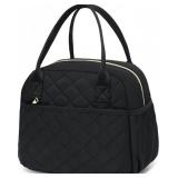 CAMTOP Lunch Box for Women Insulated Lunch Bag Lunchbox Cooler Thermal Leakproof Quilted Reusable Lunch Tote Bag for Work School Travel Picnic (Black)