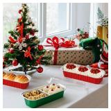 Orlashop Mini Loaf Pans with Lids and Spoons Sealing Sticker,30 Pcs 6.8oz Cake Pans for Baking Disposable Aluminum Foil Christmas Red cake pan (30 Pack Red)