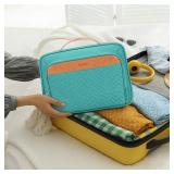 COOSKY Travel Hanging Toiletry Bag for Women, Cruise Ship Essentials, with Jewelry Organizer, Extra Large Makeup Dopp Kit, Waterproof Cosmetic Bags, Toiletries Kit Set with Trolley Belt, Blue