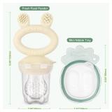 Haakaa Baby Fruit Food Feeder and Mini Freezer Nibble Tray Combo, Breastmilk Popsicle Molds for Baby Cooling Relief, BPA Free Silicone Feeder for Safe Infant Self Feeding, 4 Month+ (Oat)