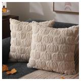 DFXSZ Fall Pillow Covers 26x26 Set of 2 Fall Decorations Autumn Rust Pumpkin Throw Pillow Cases Soft Plush Faux Fur Wool Couch Cushion Case for Chair Sofa Bedroom Living Room Home Decor PTK02B26
