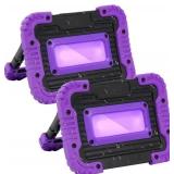Rechargeable Black Light, Battery Powered Blacklight, Cordless 395nm Ultraviolet Flood Light for Neon Glow Party,Halloween,Body Painting,2 Packs