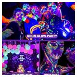 Rechargeable Black Light, Battery Powered Blacklight, Cordless 395nm Ultraviolet Flood Light for Neon Glow Party,Halloween,Body Painting,2 Packs