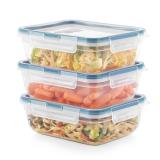 Snapware Total Solution 3-Pack (8.5-Cup) Plastic Food Storage Containers Set, Leakproof and Airtight Locking Lids Rectangular Tupperware, Non-Toxic BPA-Free Lids, Microwave Dishwasher Freezer Safe