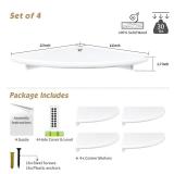 Forbena Corner White Floating Book Shelves for Wall Set of 4, Wood Nursery Corner Bookshelf for Kids Bedroom, Large Modern Round Wall Bookshelves for Living Room Decor, Indoor Plants, Bathroom