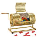 AugFir Raffle Drum, Heavy Duty Raffle Ticket Spinner Cage with Wooden Silent Design Turning Handle, Thickened Raffle Ticket Box for Lottery Games, Bingo, Raffle Balls