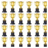 Juvale Mini Trophies Bulk - 4 in, Gold-Plated Plastic, 24-Pack - Trophies for Kids and Adults - Sports, School and Party Awards