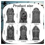 Yerliker 6 Styles 27 Inch Halloween Tombstone Outdoor Decorations Yard Stakes Signs Graveyard Tombstones for Halloween Props Lawn Decorations
