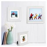 LaVie Home 6x6 Picture Frames (3 Pack, Distressed White) with Mat for 4x4 Photos Rustic Wood Grain Photo Frame with High Definition Glass for Wall Mount and Table Top Display, Set of 3 Square Frame