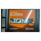 Blackstone - On the Go 22-in. Outdoor Omnivore Griddle with Hood and Flex-fold Legs - Black *griddle top rear brackets bent (easy fix), and missing hardware for lid* - Retail: $439