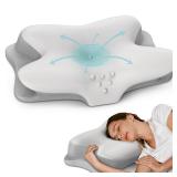 Cervical Neck Pillow - Cooling Pillow for Neck Pain Relief, Ergonomic Side Sleeper Pillow for Sleeping, Contour Orthopedic Memory Foam Pillows for Back and Stomach Sleepers with Pillowcase
