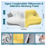 Cervical Neck Pillow - Cooling Pillow for Neck Pain Relief, Ergonomic Side Sleeper Pillow for Sleeping, Contour Orthopedic Memory Foam Pillows for Back and Stomach Sleepers with Pillowcase