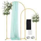 WellSign Wedding Arch Backdrop Stand 7.2FT, 6FT Set of 2, Gold Metal Balloon Arch kit Stand for Gender Reveal Ceremony Birthday Anniversary Bridal Graduation Party Event Decoration