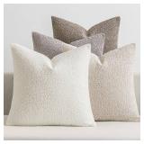 MIULEE Pack of 4 Decorative Textured Boucle Throw Pillow Covers 18x18 Inch Neutral Accent Solid Pillow Cases Soft Couch Cushion Covers for Modern Farmhouse Boho Chair Sofa Bed Livingroom Home Decor