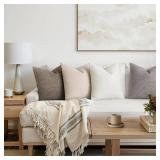 MIULEE Pack of 4 Decorative Textured Boucle Throw Pillow Covers 18x18 Inch Neutral Accent Solid Pillow Cases Soft Couch Cushion Covers for Modern Farmhouse Boho Chair Sofa Bed Livingroom Home Decor