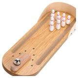 Table Top Mini Bowling Game Set-Tabletop Wooden Board Mini Arcade Desktop Tiny Bowling Shooting Alley Office Desk Stress Relief Gadgets Small Finger Toys Fun Gag Gifts for MenWomen Kids Teens Boys