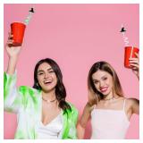 Teenyyou 24pcs Reusable Plastic Drinking Straws Crazy Wizard Party Favors Straws, Wizard Hat Shape, Green and Pink Colors, for Themed Party Decor Witch Birthday Supplies