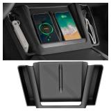 Jaronx Compatible with Tesla Model SX Wireless Charging Mat with Side Organizer 2021-2024, Anti-Slip Silicone Wireless Charging Pad Cover with Side Storage Pockets for Model SX Accessories