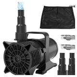 AquaMiracle 1800GPH Submersible Water Pump UL Certified Pond Pump with 20FT Cord, Adapters and Filter Bag, 100W Water Fountain Pump for Pond, Fountain, Waterfall, Fish Tank, Hydroponics