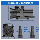 AquaMiracle 1800GPH Submersible Water Pump UL Certified Pond Pump with 20FT Cord, Adapters and Filter Bag, 100W Water Fountain Pump for Pond, Fountain, Waterfall, Fish Tank, Hydroponics