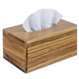 MyGift Premium Acacia Solid Wood Rectangular Tissue Box Holder with Hinged Magnetic Lid, Decorative Bathroom Countertop Facial Tissues Dispenser with Flip Top Cover