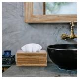 MyGift Premium Acacia Solid Wood Rectangular Tissue Box Holder with Hinged Magnetic Lid, Decorative Bathroom Countertop Facial Tissues Dispenser with Flip Top Cover