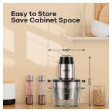 GANIZA Food Processors, Electric Food Chopper with Meat Grinder and Vegetable Chopper - 2 Bowls (8 Cup+8 Cup) with Powerful 450W Copper Motor - Includes 2 Sets of Bi-Level Blades for FruitsMeatNuts
