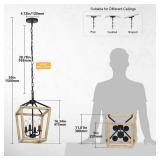 4 Light Chandelier Fixture, Farmhouse Light Fixtures Geometric Metal Cage Modern Ceiling Light with Adjustable Height, E12 Base Hanging Lights for Kitchen Island, Dining Room, Living Room, Indoor