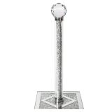 Silver Paper Towel Holder Stand, Countertop Paper Towel Roll Dispenser Holders with Cube Base, Tissue Counter Filled with Sparkly Crystal Crushed Diamond House Decor for Kitchen Bathroom, Heavy Weight