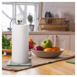 Silver Paper Towel Holder Stand, Countertop Paper Towel Roll Dispenser Holders with Cube Base, Tissue Counter Filled with Sparkly Crystal Crushed Diamond House Decor for Kitchen Bathroom, Heavy Weight