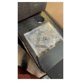 Silver Paper Towel Holder Stand, Countertop Paper Towel Roll Dispenser Holders with Cube Base, Tissue Counter Filled with Sparkly Crystal Crushed Diamond House Decor for Kitchen Bathroom, Heavy Weight