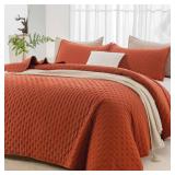 Andency King Size Quilt Bedding Set (106x96 Inch), 3 Pieces Burnt Orange Fall Soft Lightweight Bedspread Coverlet, Terracotta Rust Boho Summer Quilt King Size for All Season(1 Quilt, 2 Pillow Shams)