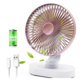 Small Oscillating Fan for Bedroom, 4000mAh Battery Powered Rechargeable Fan, 90° Vertical Manual and 120° Oscillating Desk Fan, 4 Speeds Air Circulator Fans, Quiet Table Fans for Home Office Travel