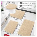 OLANLY Bathroom Rugs 24x16, Extra Soft Absorbent Chenille Bath Rugs, Rubber Backing Quick Dry, Machine Washable Bath Mats for Bathroom Floor, Tub and Shower, Home Decor Accessories, Beige