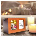 Pet Urns for Dog Cremation With Photo Frame - Wooden Box for Ashes, Cat Urns, Memory Box With Memorial Card