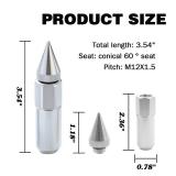 Osilly 20PCS M12x1.5 Car Wheel Lug Nuts with Pointed Cap, 60mm Height Aluminum Anti-Corrosion Automotive Wheels Rims Lug Nuts, Vehicle Cap Spiked Extended Tuner, Universal for SUV Truck RV?Silver?